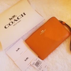 Coach signature zip wristlet